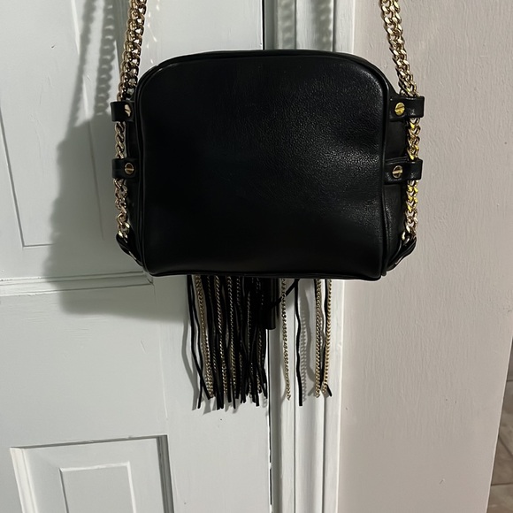 Bebe black leather with a Gold and leather fringe back - Picture 5 of 9
